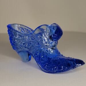 Vintage Blue Fenton Art Glass Shoe Heel